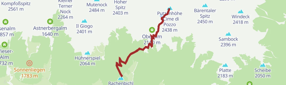 Route map: Ski Tour to the Putzenhöhe